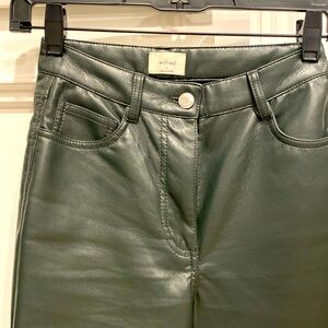 Wilfred Free Size 00 Dark Green Faux Leather straight legged pants